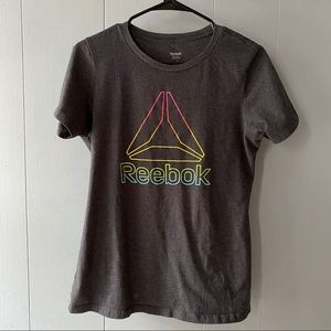 Gray Reebok T Shirt with Rainbow Logo